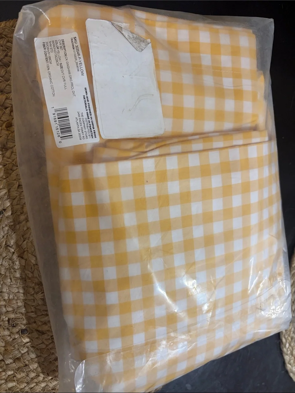 The company Store Yellow Gingham Comforter Set - full size Home Bedding